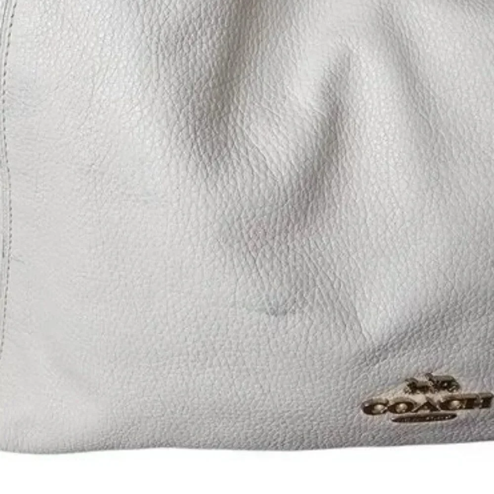 Vintage Coach Hallie Pebble Leather Snake Trim White Hobo Shoulder Bag - Picture 14 of 14